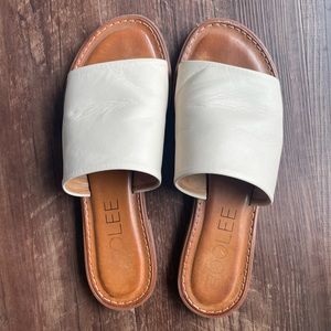 Leather slide sandals